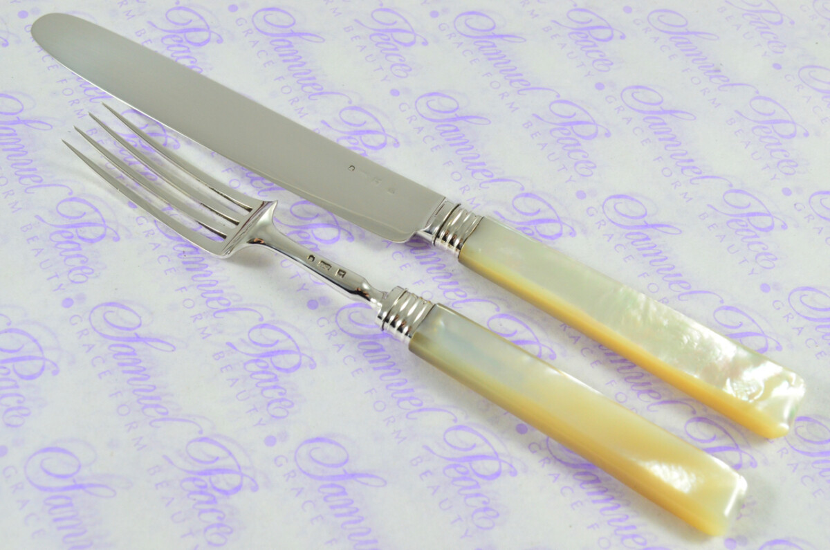 SAMUEL KNIGHT 12 PAIRS MOTHER OF PEARL & STERLING SILVER KNIVES & FORKS SHEFFIELD 1823 - Image 11