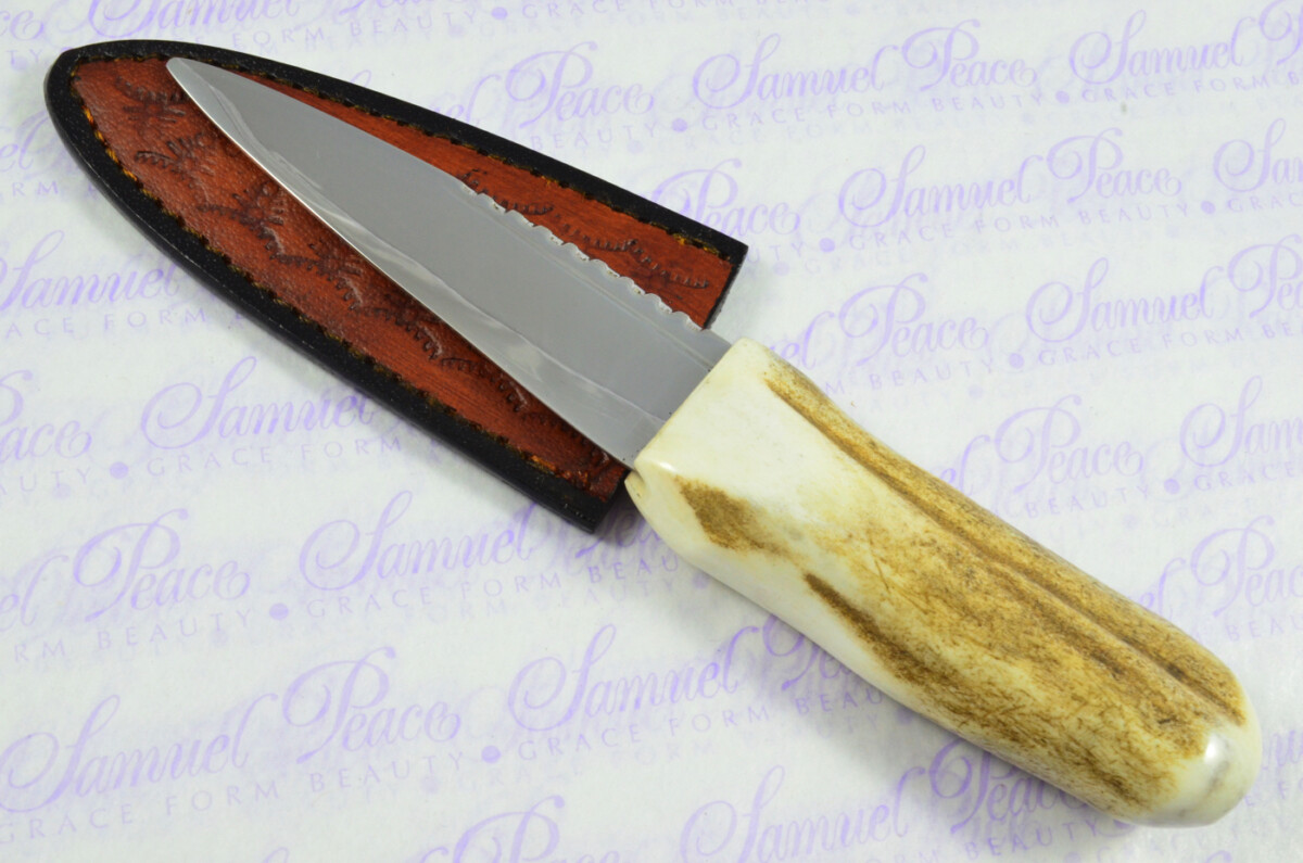 A Natural Genuine Carbon Steel Stag Horn Antler Handle Sgian Dubh Sheffield England Free Engraving - Image 3