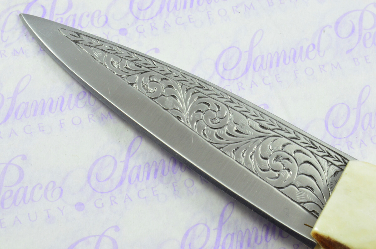 A Genuine Natural Hand Engraved Carbon Steel Stag Horn Antler Handle Sgian Dubh Sheffield England - Image 6