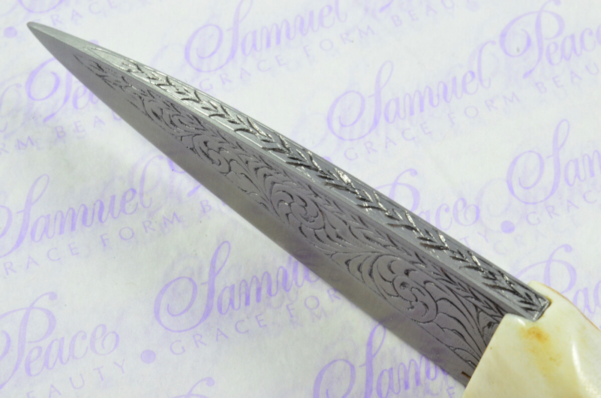 A Genuine Natural Hand Engraved Carbon Steel Stag Horn Antler Handle Sgian Dubh Sheffield England - Image 7