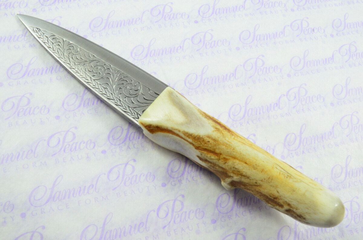 A Genuine Natural Hand Engraved Carbon Steel Stag Horn Antler Handle Sgian Dubh Sheffield England - Image 8