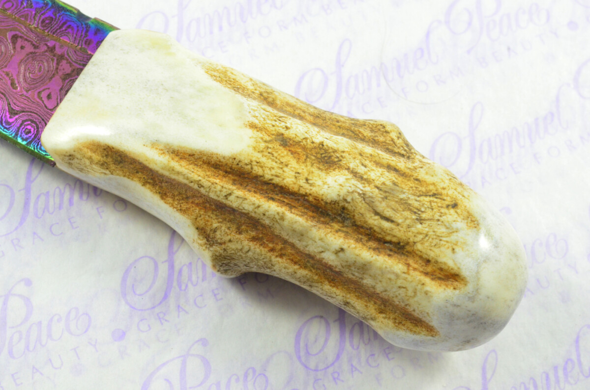 A Natural Genuine Heat Treated Damascus Steel Stag Horn Antler Handle Sgian Dubh Sheffield England - Image 5