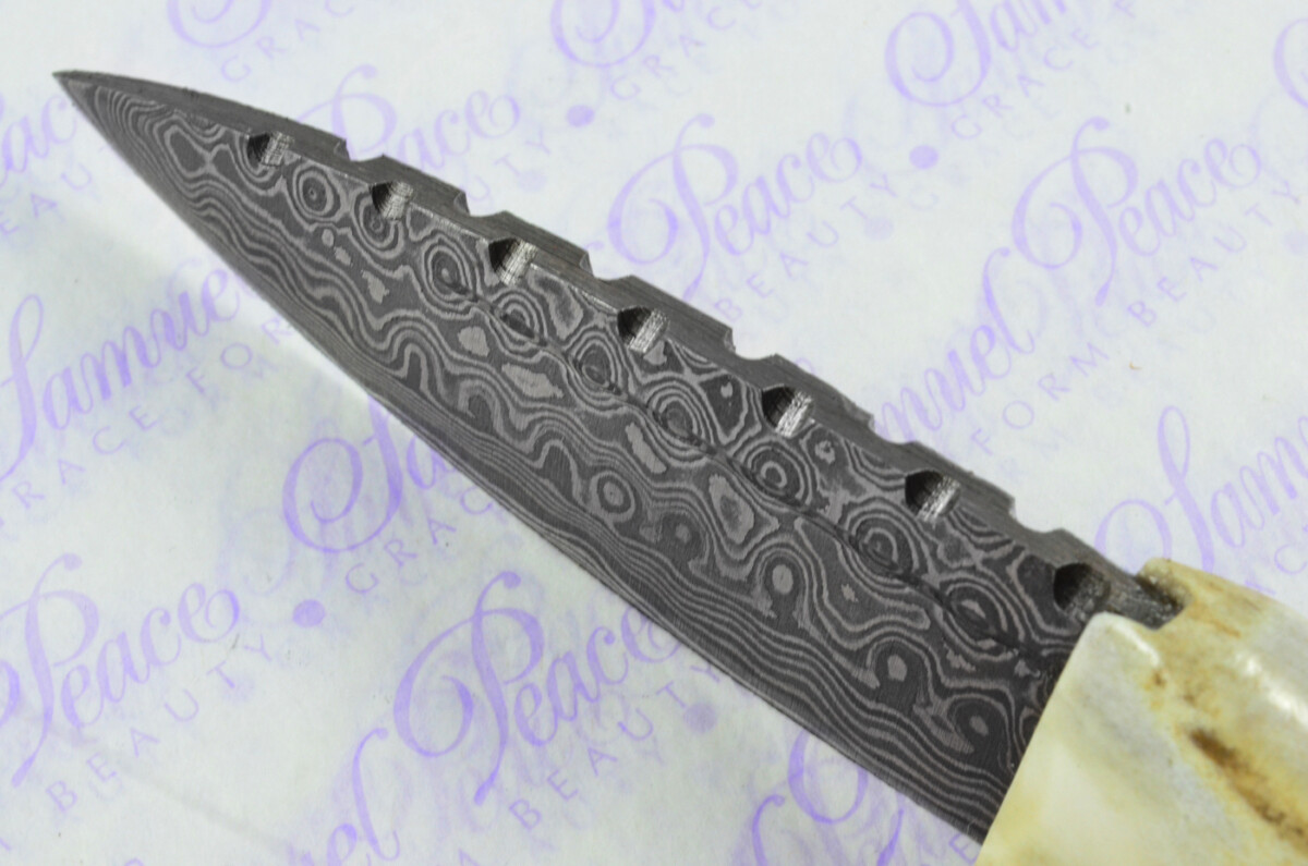 A Natural Genuine Damascus Steel Stag Horn Antler Handle Sgian Dubh Sheffield England - Image 6