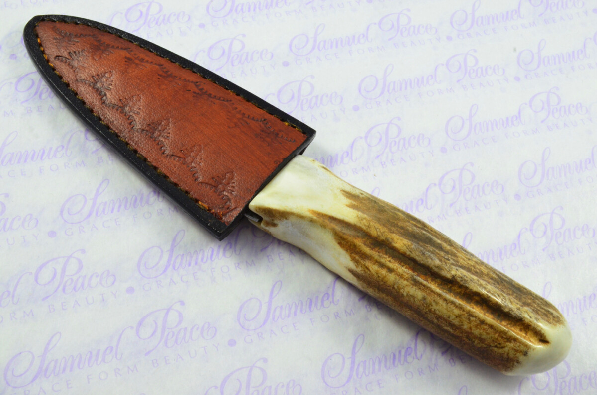 A Natural Genuine Damascus Steel Stag Horn Antler Handle Sgian Dubh Sheffield England - Image 8