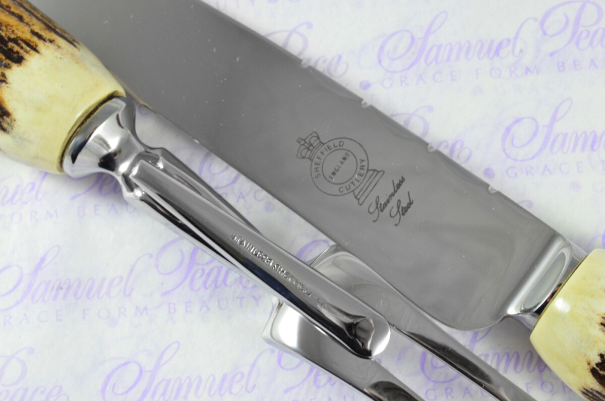 A Genuine Stag/Antler Handle 2 Piece Carving Set Cased Made In Sheffield England - Image 9