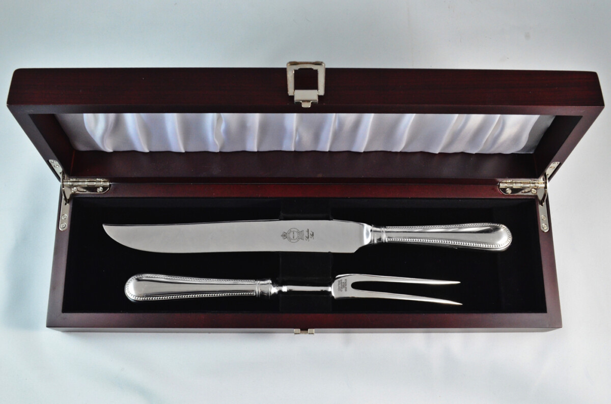Bead Stainless Steel 2 Piece Carving Set Cased Made In Sheffield England