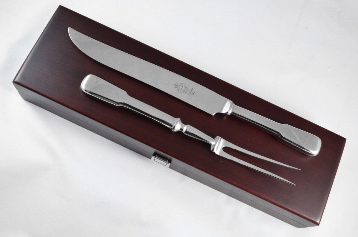 Old English Fiddle Stainless Steel 2 Piece Carving Set Cased Made In Sheffield England - Image 9