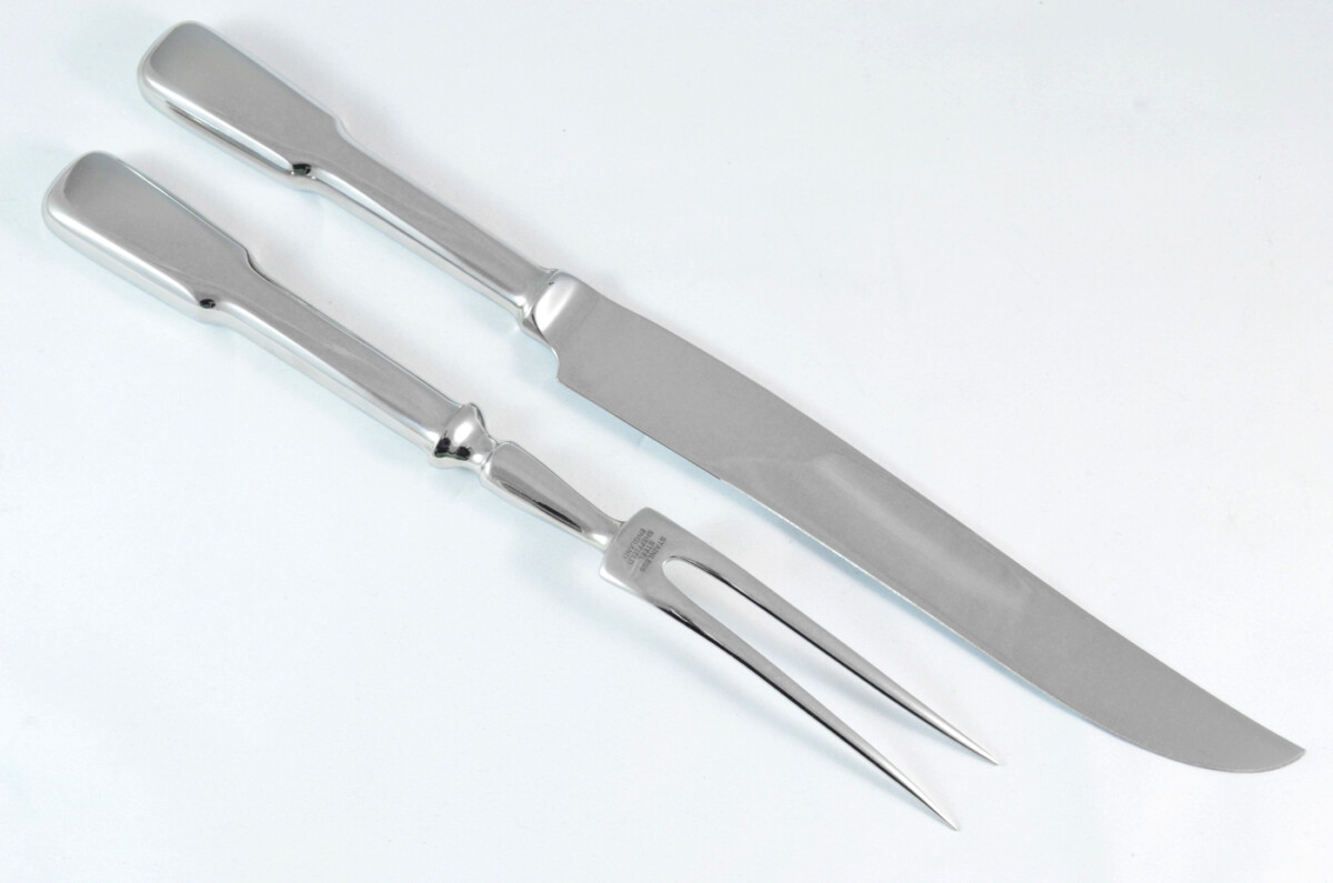 Old English Fiddle Stainless Steel 2 Piece Carving Set Cased Made In Sheffield England - Image 3