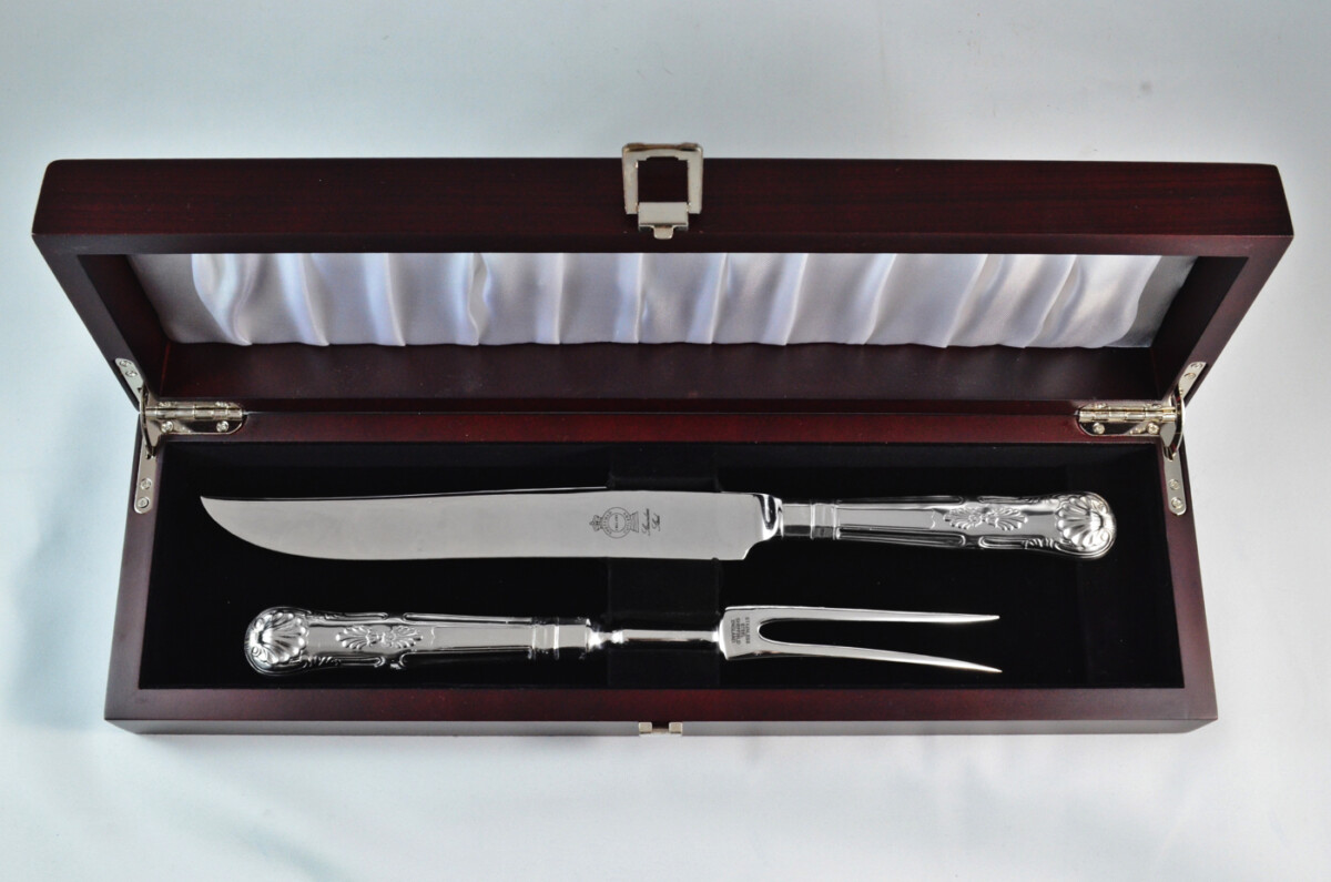 Kings Stainless Steel 2 Piece Carving Set Cased Made In Sheffield England