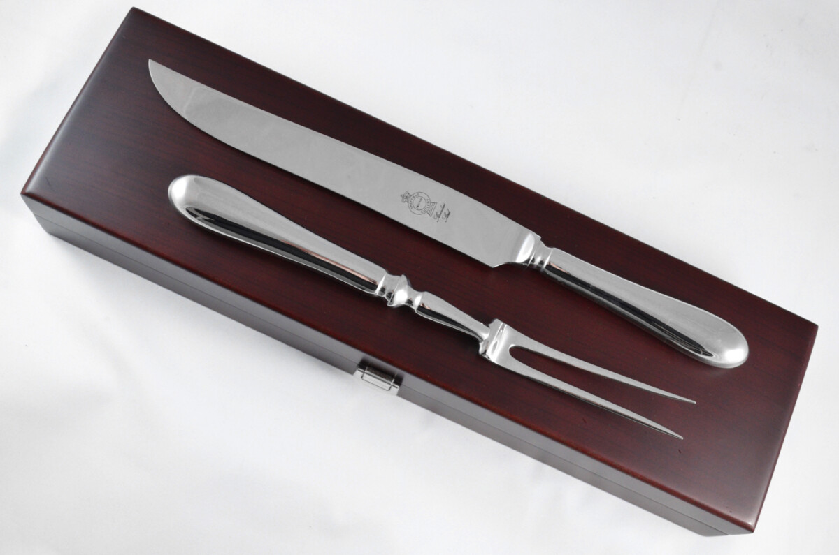 Old English Stainless Steel 2 Piece Carving Set Cased Made In Sheffield England - Image 9