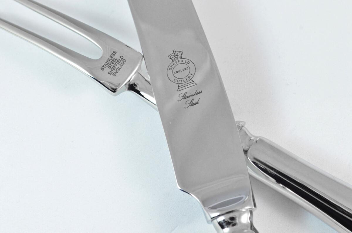 Old English Stainless Steel 2 Piece Carving Set Cased Made In Sheffield England - Image 5
