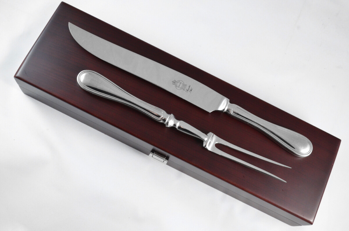 Old English Thread Stainless Steel 2 Piece Carving Set Cased Made In Sheffield England - Image 9
