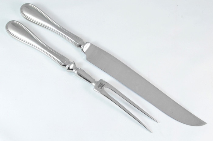 Old English Thread Stainless Steel 2 Piece Carving Set Cased Made In Sheffield England - Image 3