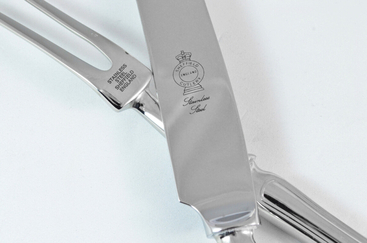 Old English Thread Stainless Steel 2 Piece Carving Set Cased Made In Sheffield England - Image 5