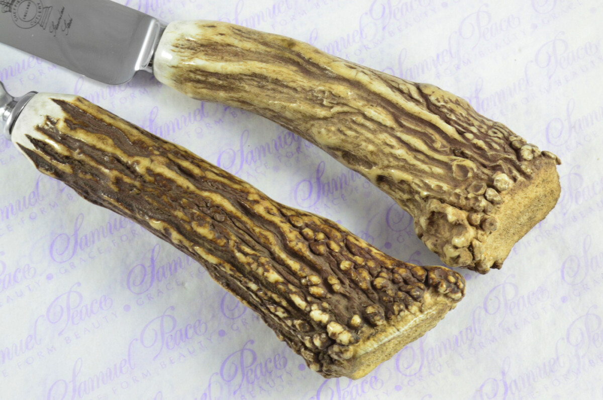 A Genuine Stag/Antler Handle Père David 2 Piece Carving Set Cased Made In Sheffield England - Image 3