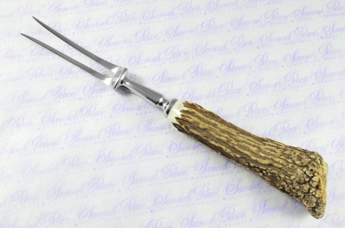 A Genuine Stag/Antler Handle Père David 2 Piece Carving Set Cased Made In Sheffield England - Image 6