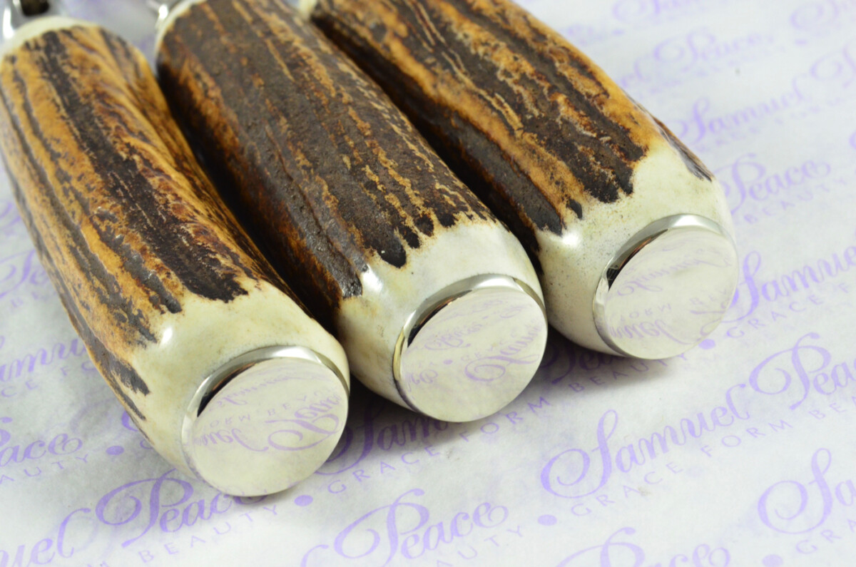 A Genuine Stag/Antler Handle 3 Piece Carving Set Cased Made In Sheffield England - Image 12