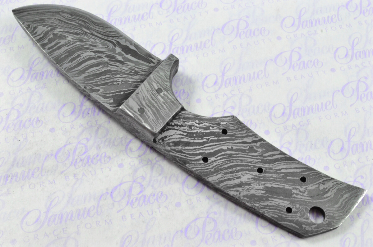 Knife Making Kit! Excellent Damascus Steel Small Skinning Knife Dyed Camel Bone Scales Damascus Bolster inc Leather Sheath - Image 6