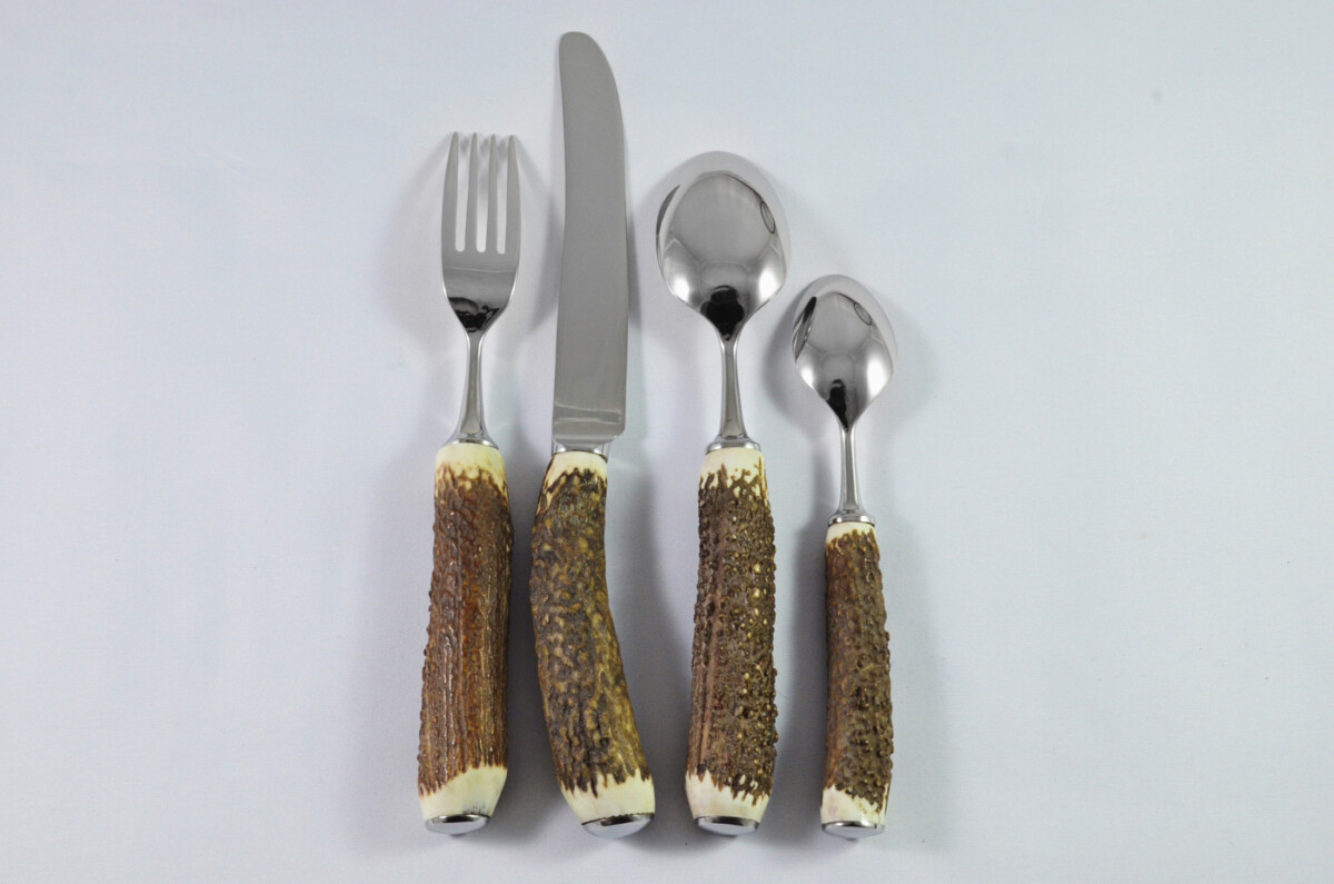 A Genuine Stag Antler Horn Handled 4 Piece Place Setting Made in Sheffield England - Image 2