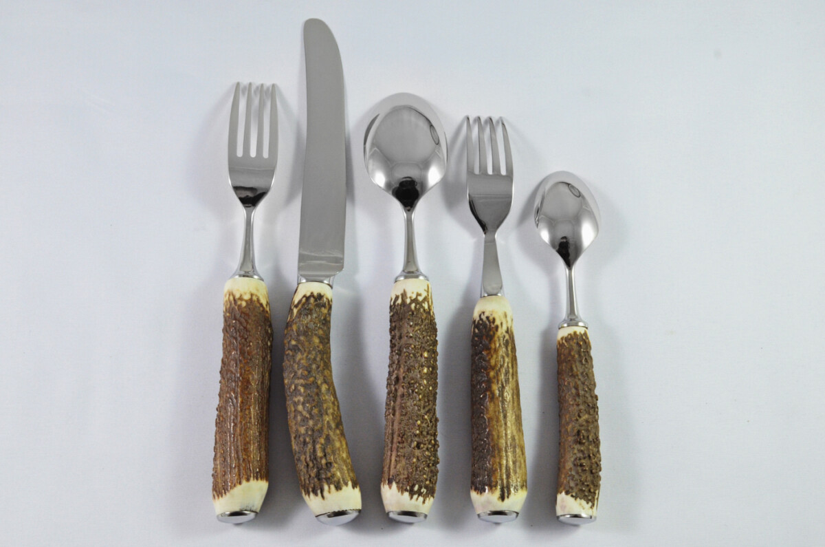 A Genuine Stag Antler Horn Handled 5 Piece American Place Setting Made in Sheffield England - Image 2