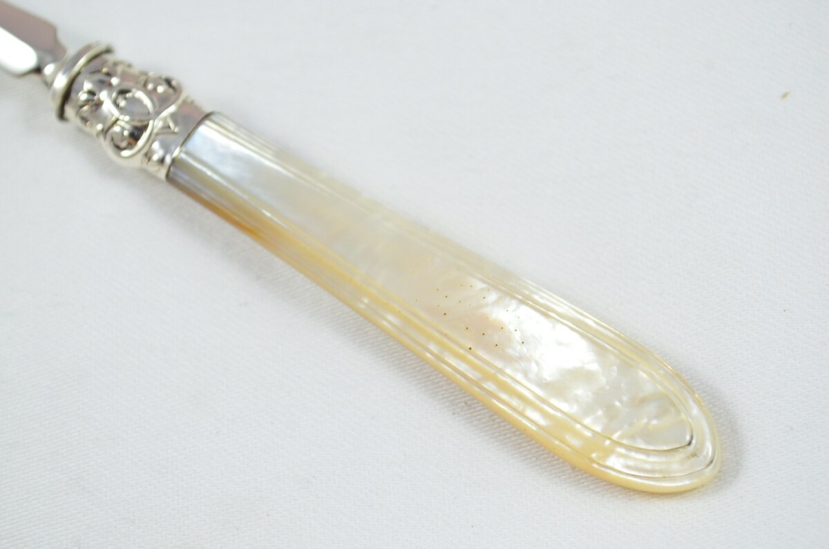John Harrison & Co Set of 6 Afternoon Tea Forks Solid Silver Mother Of Pearl Handles 1886 - Image 5