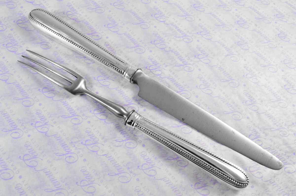 Rare William Abdy I London Assayed 6 Table Knives 6 Table Forks Sterling Silver Georgian Bead Pattern 1769 - Image 11