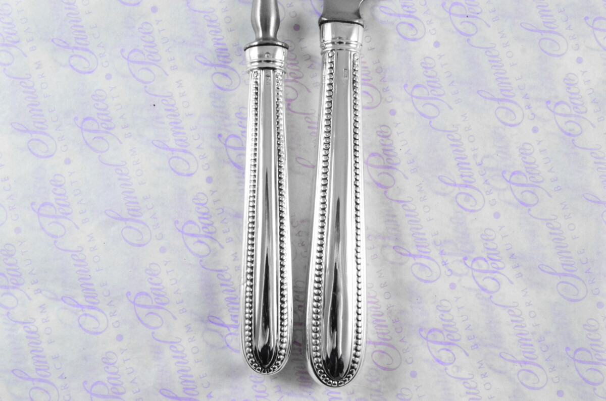 Rare William Abdy I London Assayed 6 Table Knives 6 Table Forks Sterling Silver Georgian Bead Pattern 1769 - Image 10