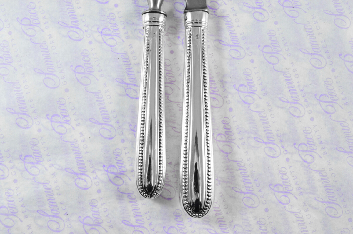 Rare William Abdy I London Assayed 6 Table Knives 6 Table Forks Sterling Silver Georgian Bead Pattern 1769 - Image 8