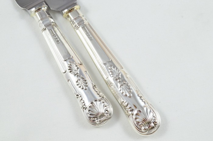 1972 Sterling Silver Kings Sheffield 6 Dinner & 6 Dessert Knives J.B Chatterley - Image 4