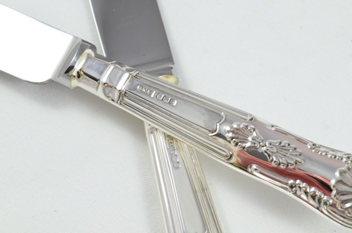 1972 Sterling Silver Kings Sheffield 6 Dinner & 6 Dessert Knives J.B Chatterley - Image 3