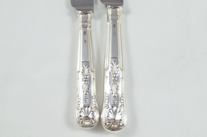 1973 Sterling Silver Kings Sheffield 8 Dinner & 8 Dessert Knives Fenton Bros - Image 5