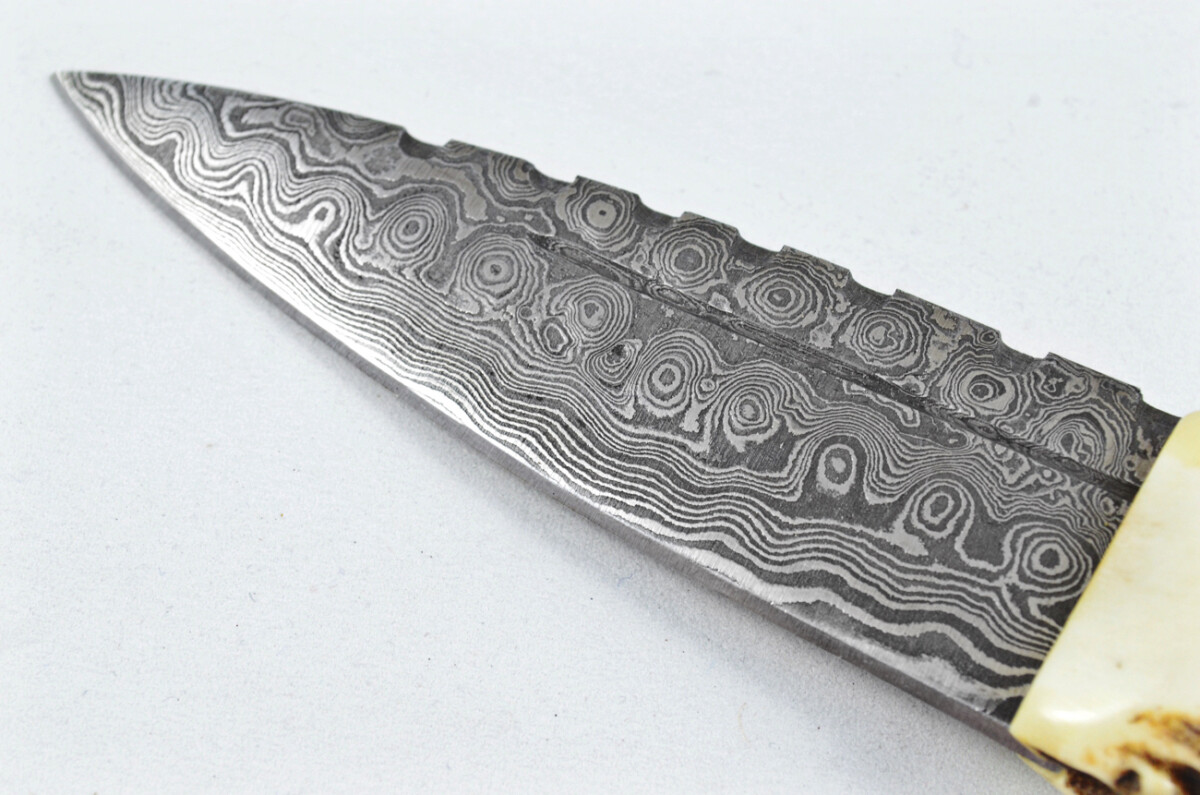 Amazing Bespoke Hand Carved Antelope Stag Horn Antler Handle Sgian Dubh Damascus Blade Sheffield England - Image 8