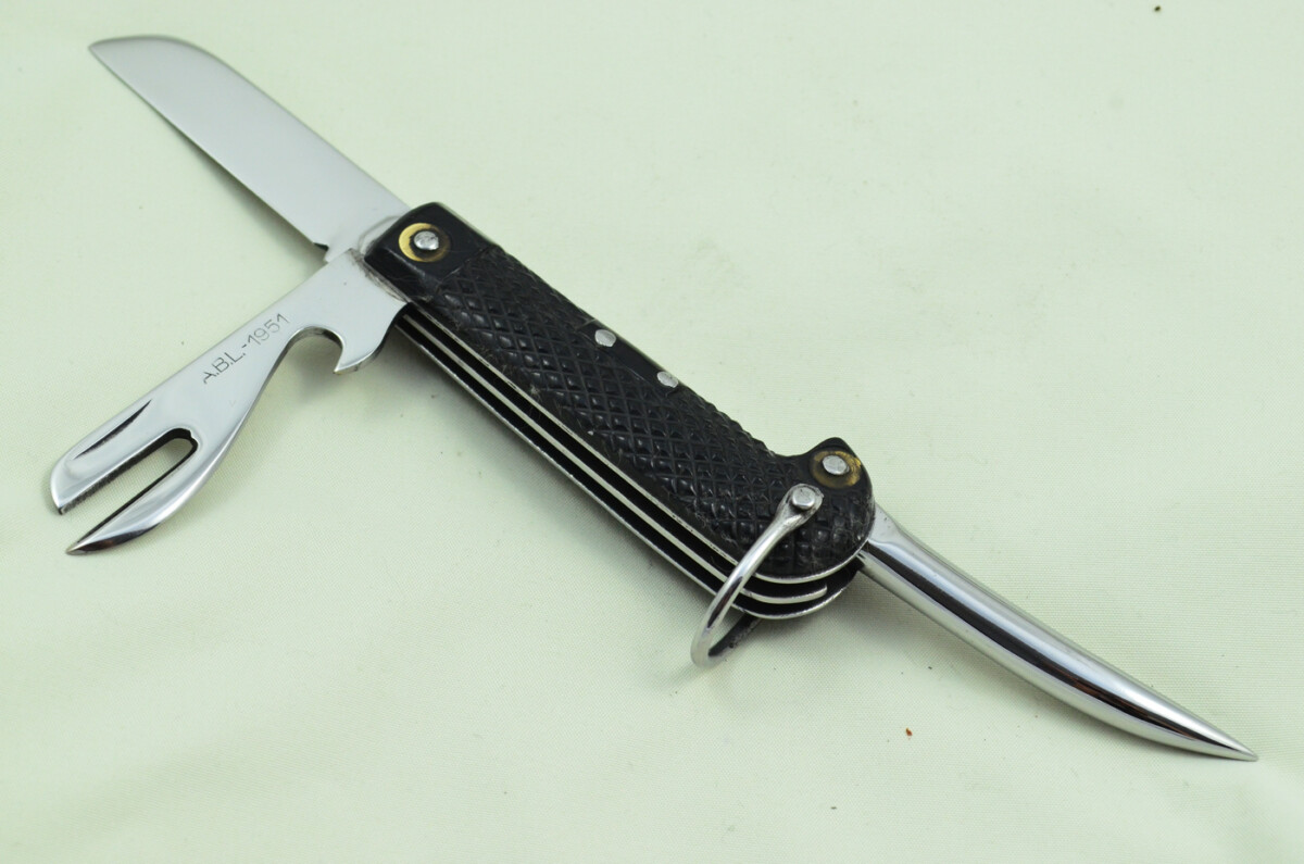 Antique British WWII Army Issue Jack Knife Maker ABL Made in Sheffield England 1951 - Image 2
