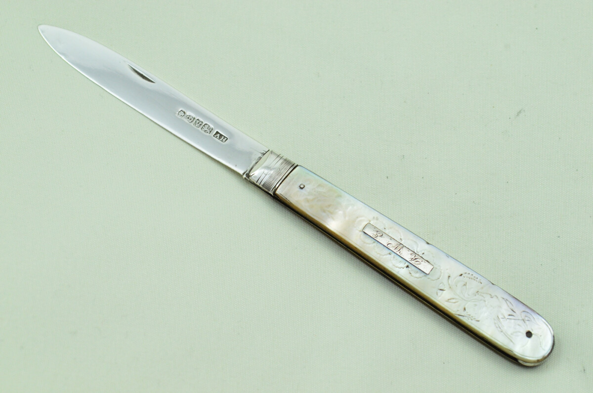 Pristine Silver Bladed Mother Of Pearl Fully Restored Sheffield Made Pen/Pocket Knife 1819 Aaron Hadfield
