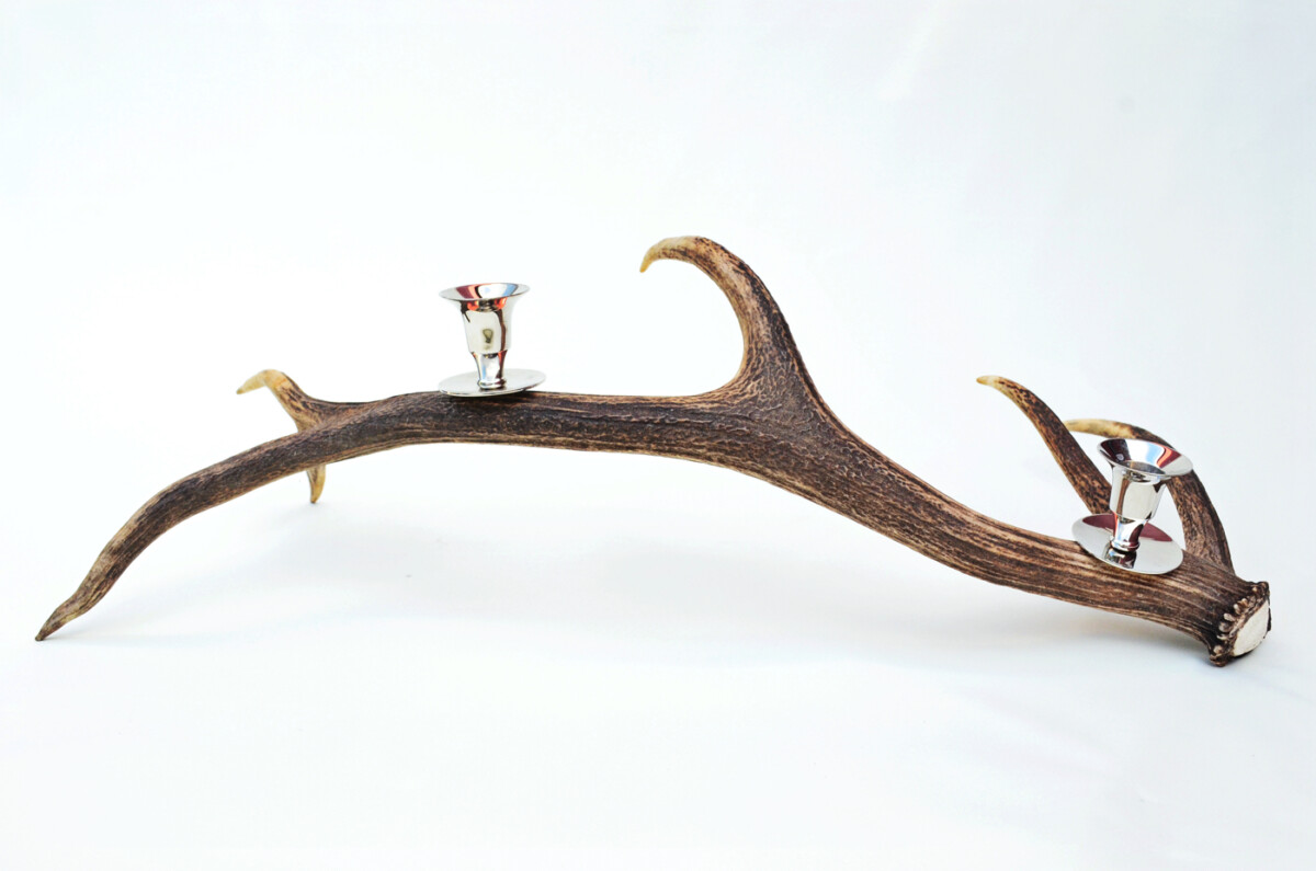 Unique Natural Stag Horn Antler & Chrome Plated Candelabra 2 Candle Holder Centrepiece - Image 2