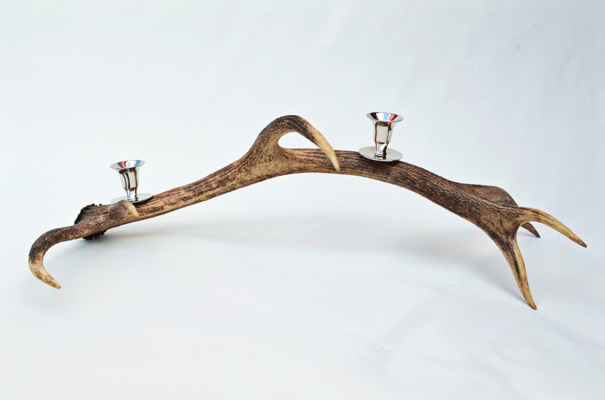 Unique Natural Stag Horn Antler & Chrome Plated Candelabra 2 Candle Holder Centrepiece - Image 3