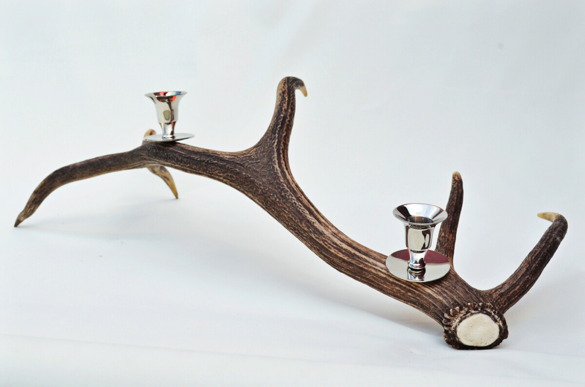 Unique Natural Stag Horn Antler & Chrome Plated Candelabra 2 Candle Holder Centrepiece - Image 4