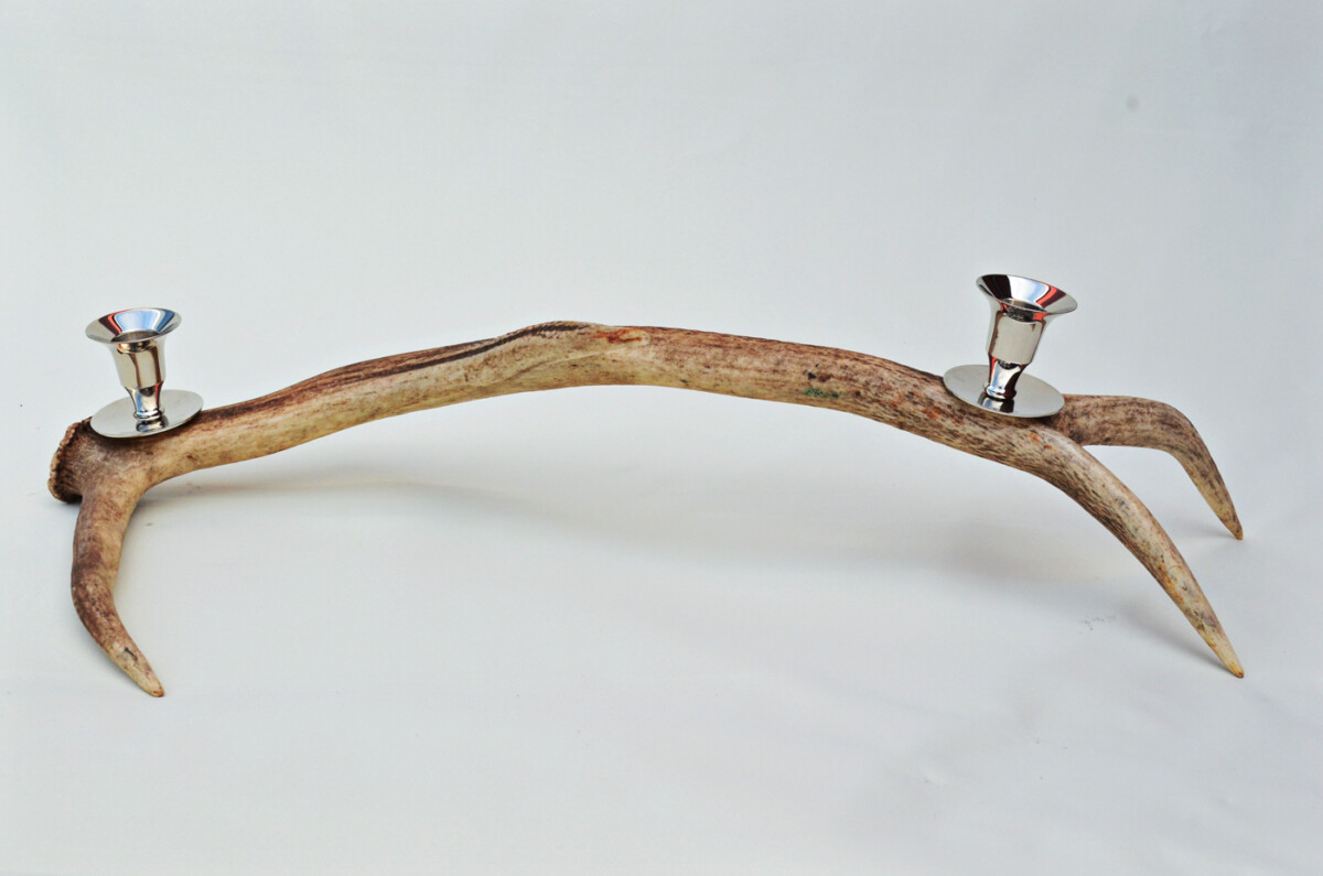 Special Natural Stag Horn Antler & Chrome Plated Candelabra 2 Candle Holder Centrepiece - Image 2