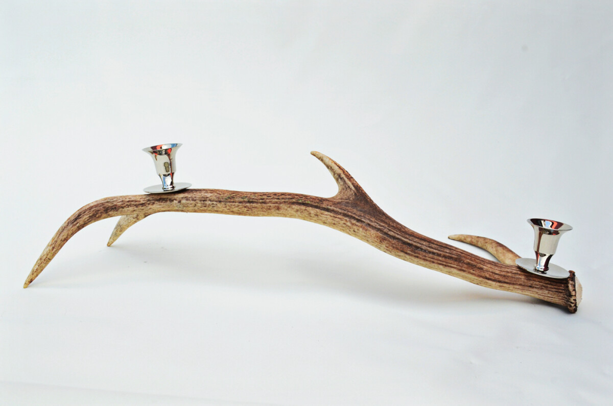 Special Natural Stag Horn Antler & Chrome Plated Candelabra 2 Candle Holder Centrepiece