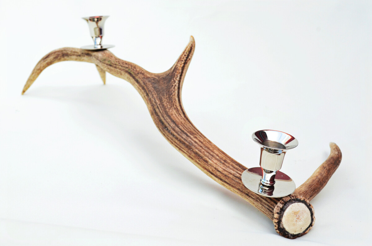 Special Natural Stag Horn Antler & Chrome Plated Candelabra 2 Candle Holder Centrepiece - Image 3