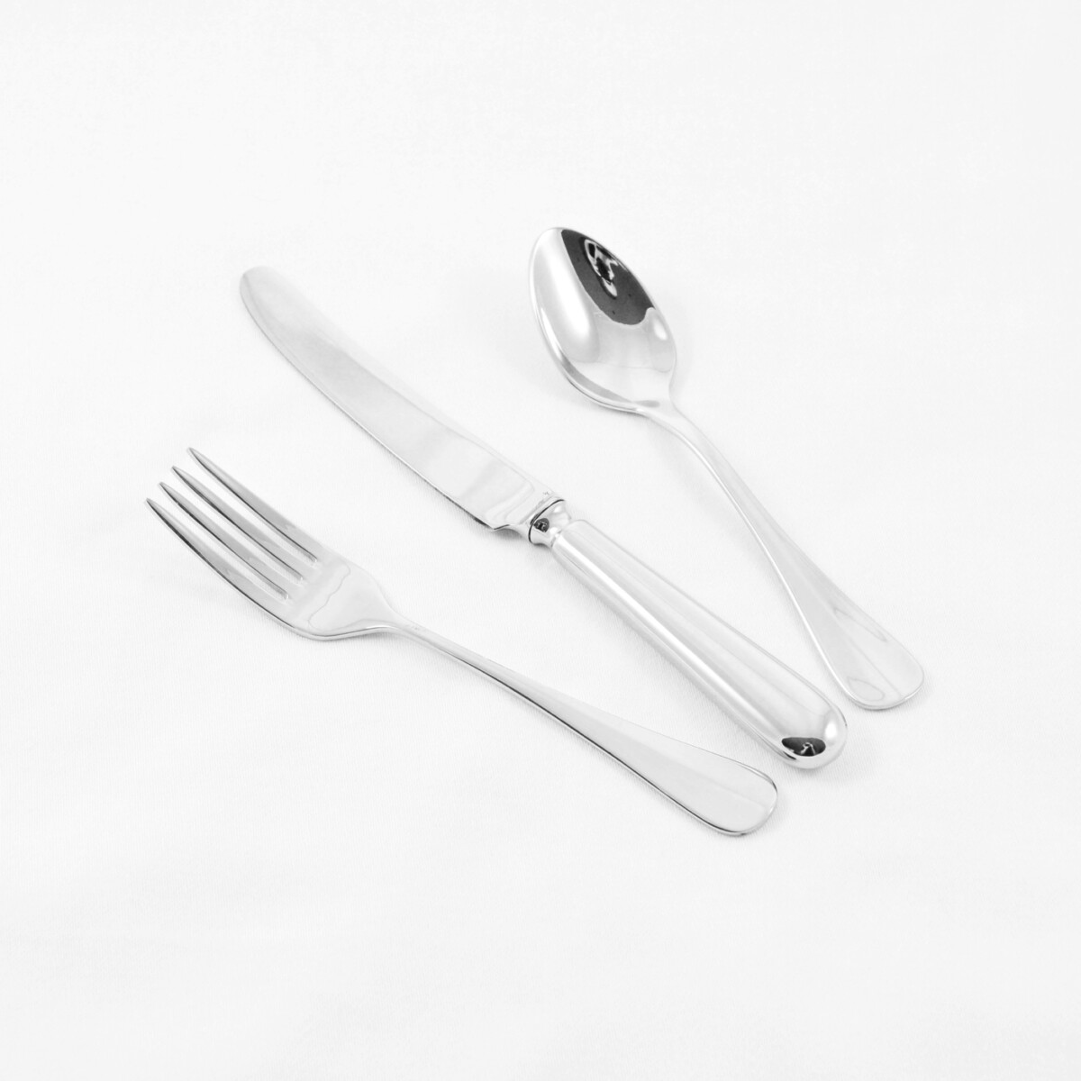 A Baguette Pattern Stainless Steel Three Piece Child Set Made In Sheffield - Free Engraving - Image 2