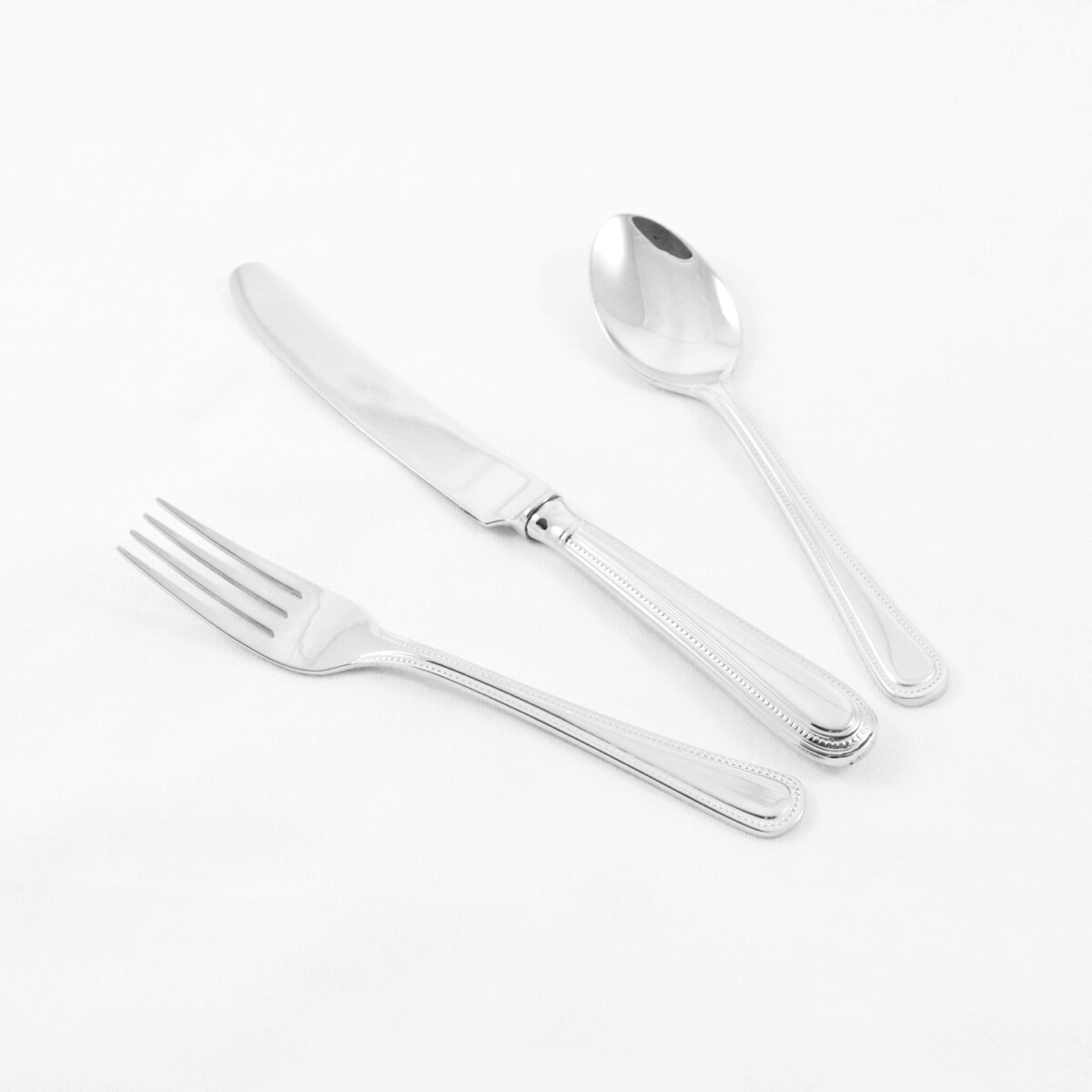 A Bead Pattern Stainless Steel Three Piece Child Set Made In Sheffield - Free Engraving - Image 2