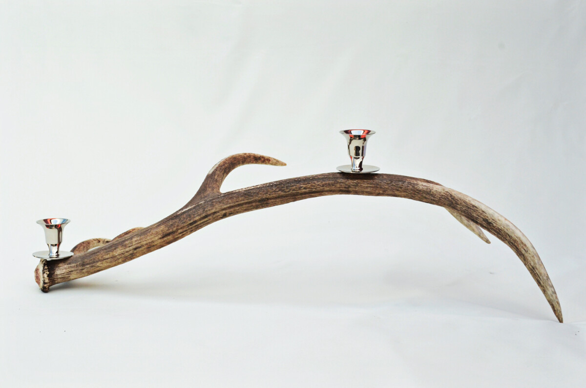 Staggering Natural Stag Horn Antler & Chrome Plated Candelabra 2 Candle Holder Centrepiece - Image 2
