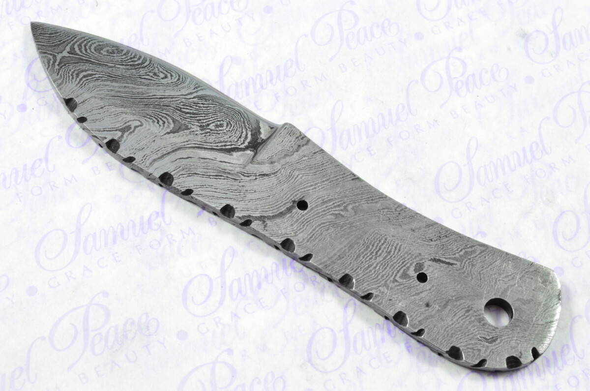 Knife Making Kit! Fantastic Damascus Steel Tiny Hunting/Bushcraft Knife Olive Wood Scales Unbelievable Piece Pristine inc Leather Sheath - Image 7