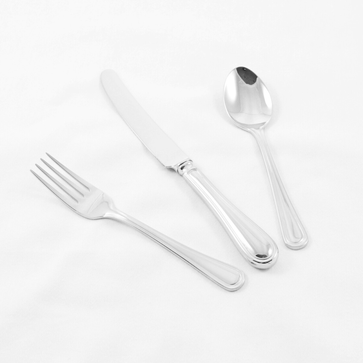 An Old English Thread Pattern Stainless Steel Three Piece Child Set Made In Sheffield - Free Engraving - Image 2