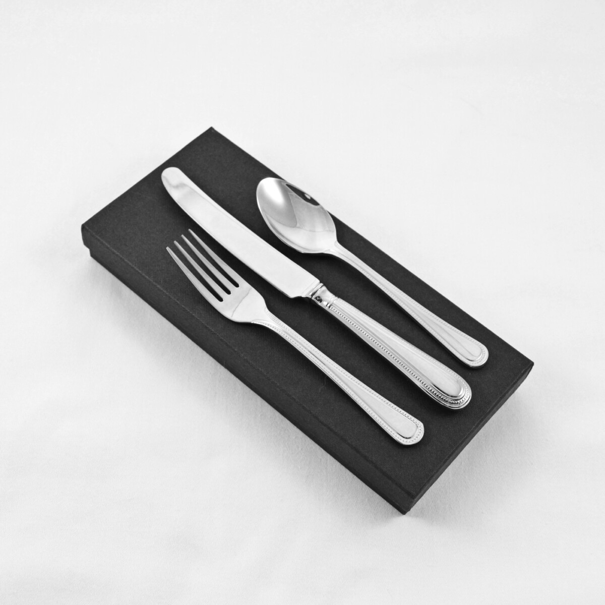 A Bead Pattern Stainless Steel Three Piece Child Set Made In Sheffield - Free Engraving