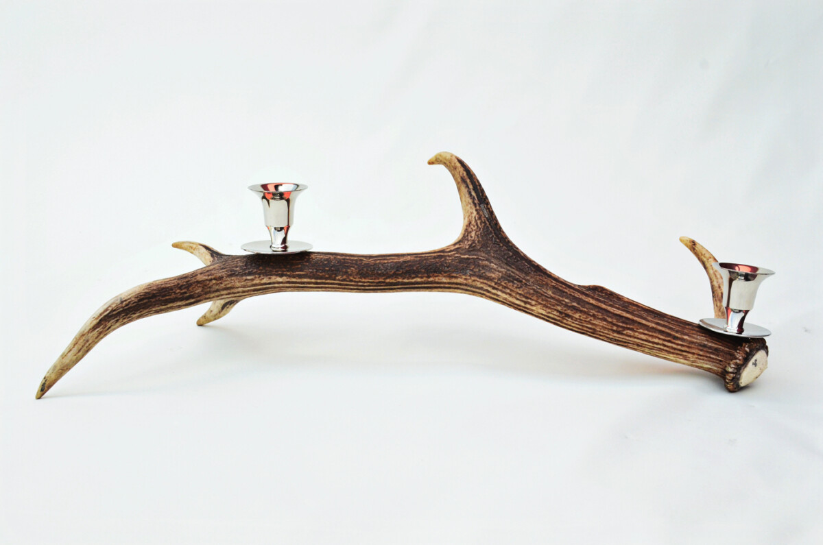 Great Natural Stag Horn Antler & Chrome Plated Candelabra 2 Candle Holder Centrepiece - Image 2