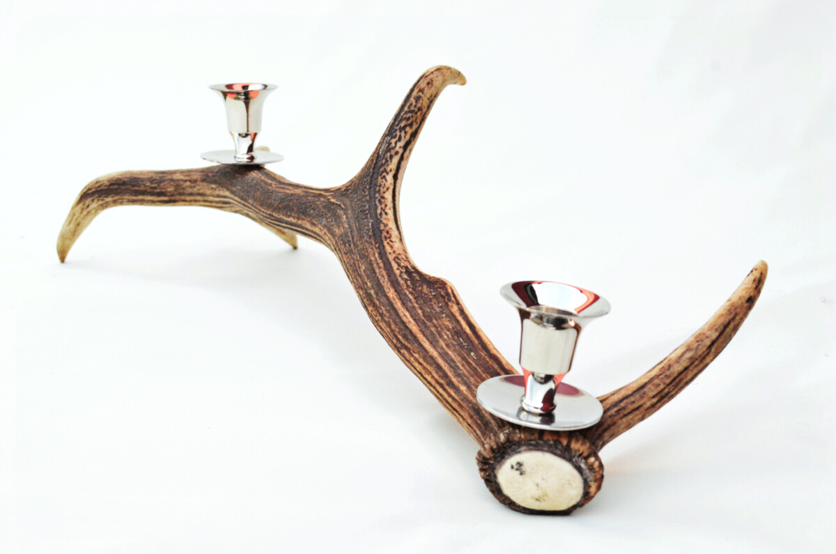Great Natural Stag Horn Antler & Chrome Plated Candelabra 2 Candle Holder Centrepiece - Image 3
