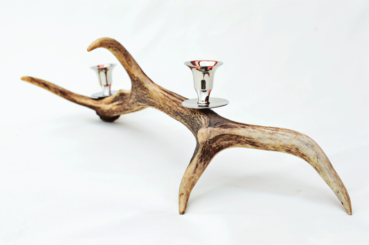 Great Natural Stag Horn Antler & Chrome Plated Candelabra 2 Candle Holder Centrepiece - Image 4