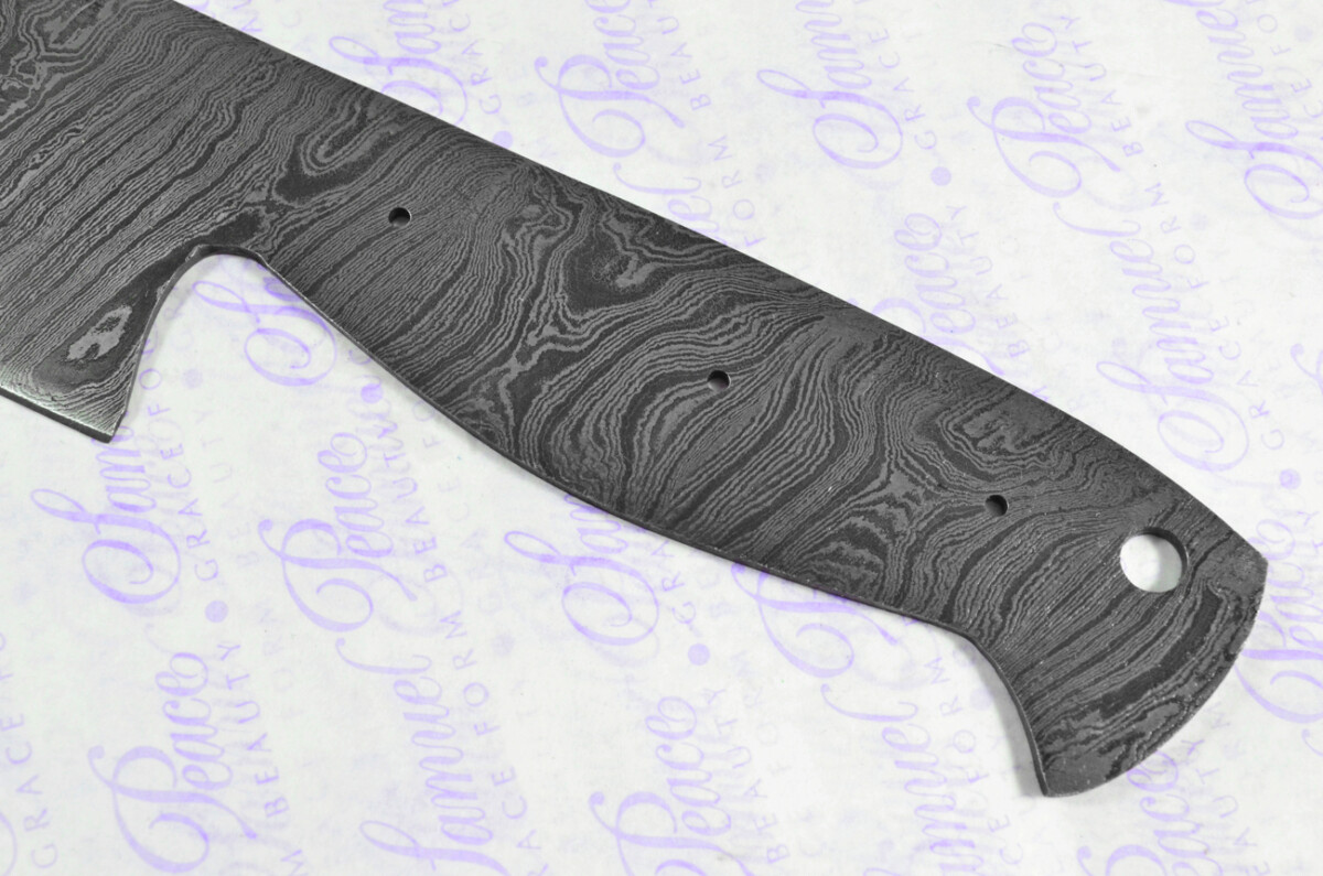 Kitchen Knife Making Kit!  Fantastic Damascus Steel Cleaver Knife Olive Wood Scales Unbelievable Piece Pristine Leather Sheath - Image 4